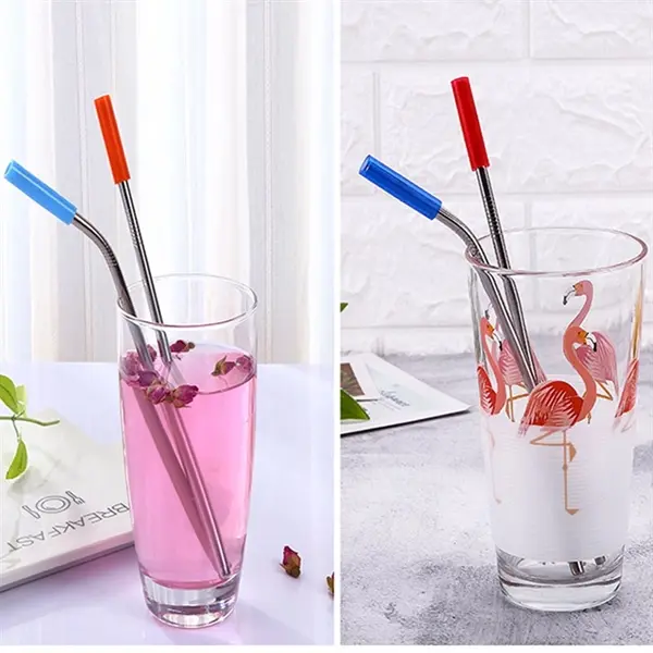 Reusable Stainless steel Straw Set with Brush in Zipper bag