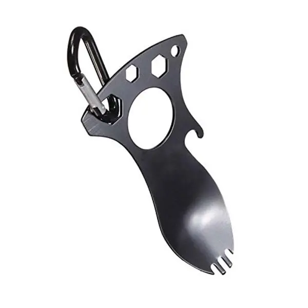 Multifunctional Spoon Fork Wrench Bottle Opener Carabiner K