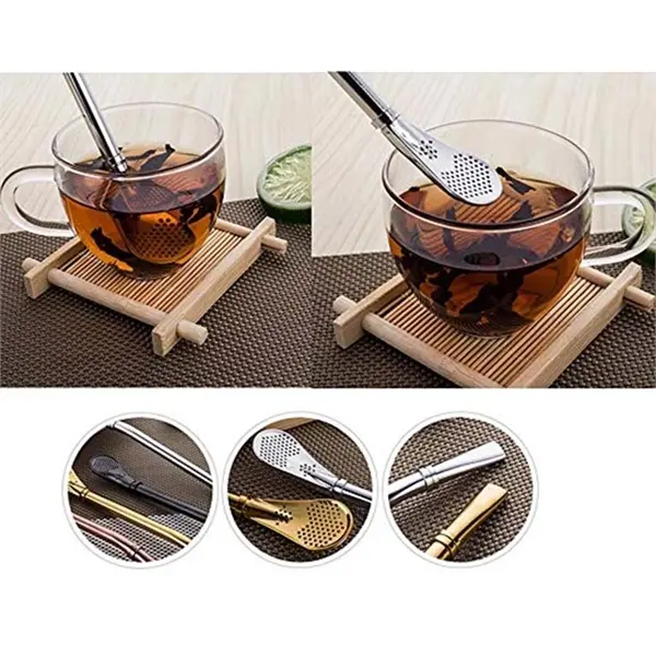 Stainless steel straw tea spoon