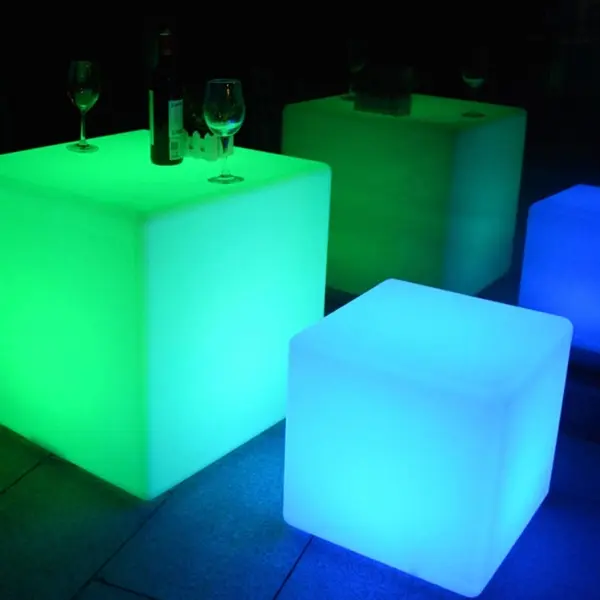 Custom LED Light-Up Cube Stool with Logo