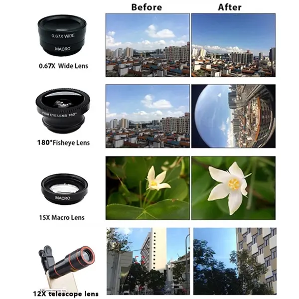 7 in 1 Universal Cell Phone Macro Lens 12X Telescope