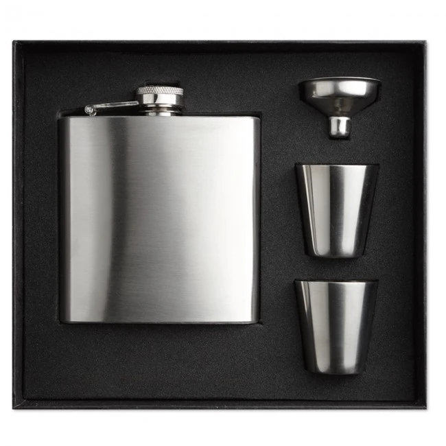 Slim Hip Flask With 2 Cups Set