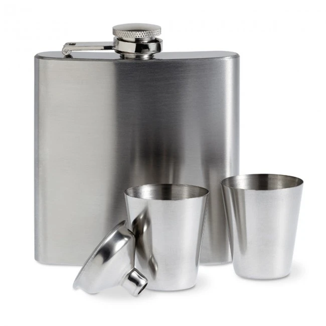Slim Hip Flask With 2 Cups Set