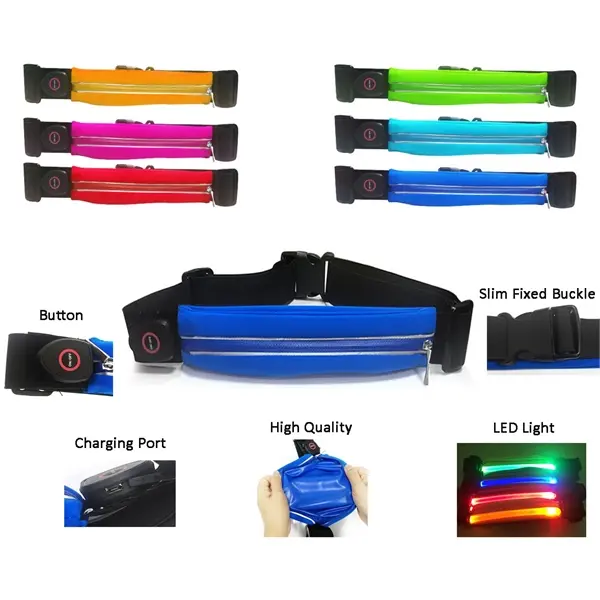 USB Rechargeable LED Running Waist Bag