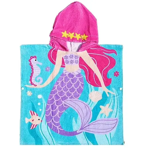 Children Beach Towel Cute Cartoon Hooded Cloak