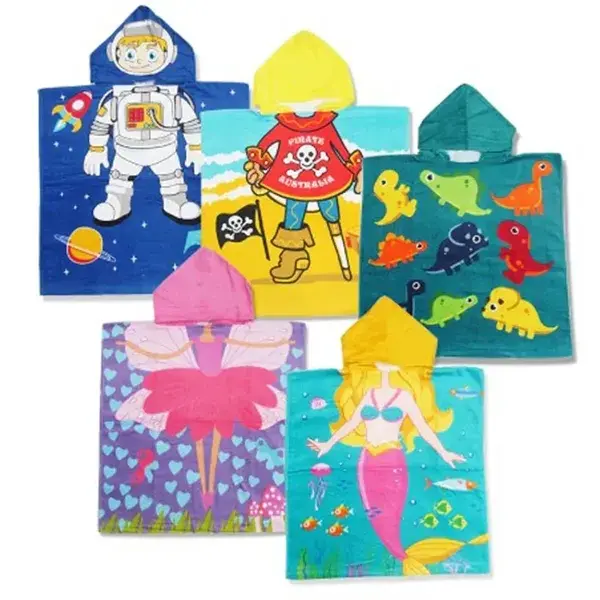 Children Beach Towel Cute Cartoon Hooded Cloak