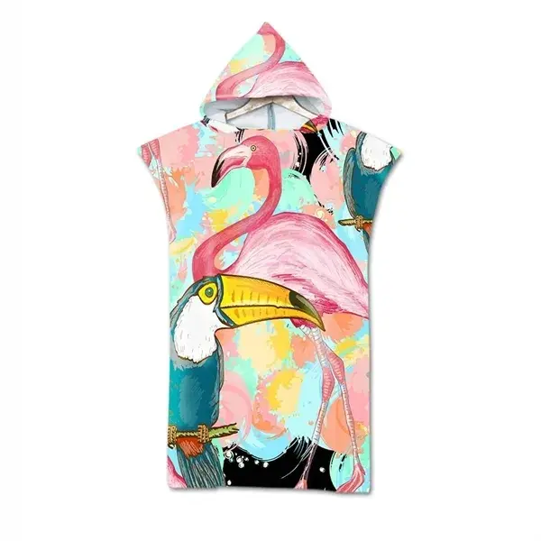 Flamingo Beach Towel Hooded Cloak Cape