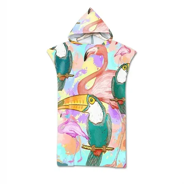 Flamingo Beach Towel Hooded Cloak Cape