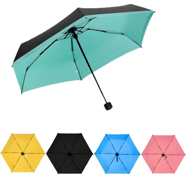 Solid Color Pocket Umbrella Sunscreen Mini Five Fold Umbrell