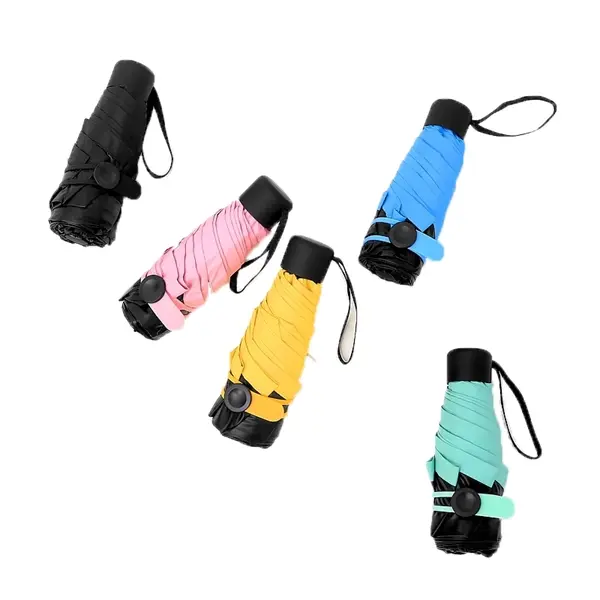 Solid Color Pocket Umbrella Sunscreen Mini Five Fold Umbrell