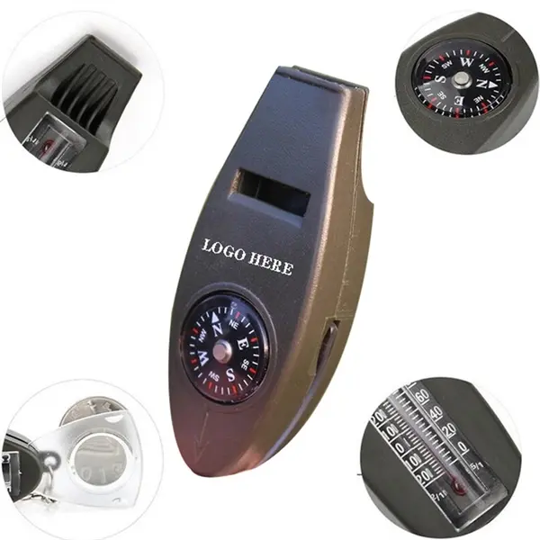 Multi Functional Compass Whistle With Thermometer Magnifer
