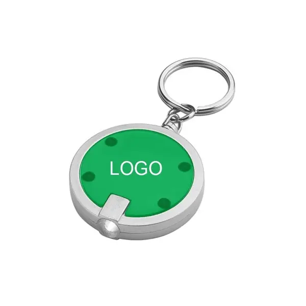 Printed Round Shape LED Flashlight Keychain