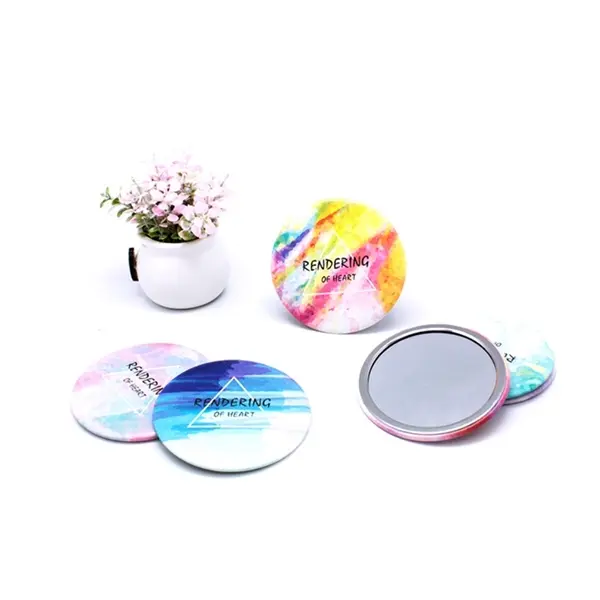 2.5" Round Full Color Pocket Gift Mini Button Mirror
