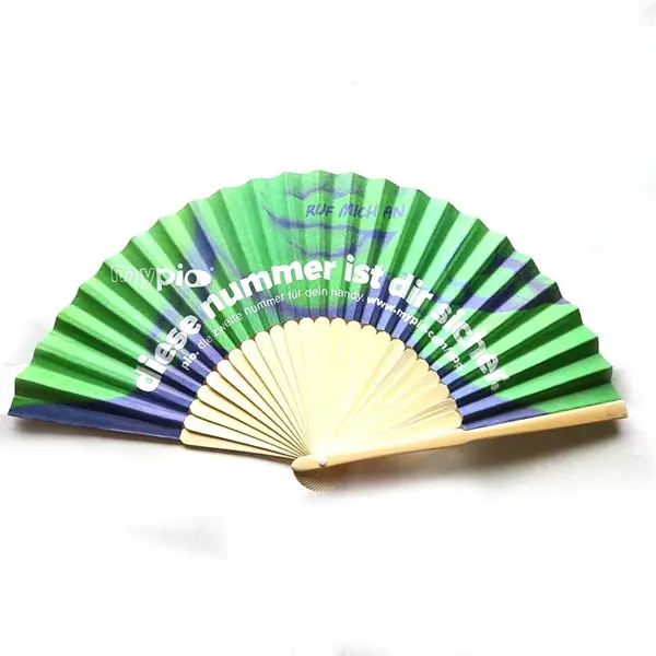 Bamboo Folding Hand Held Fan W/ Two side Imprint