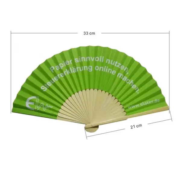 Bamboo Folding Hand Held Fan W/ Two side Imprint