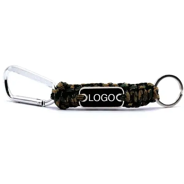 Tag Paracord Survival Rope Keychain with Carabiner