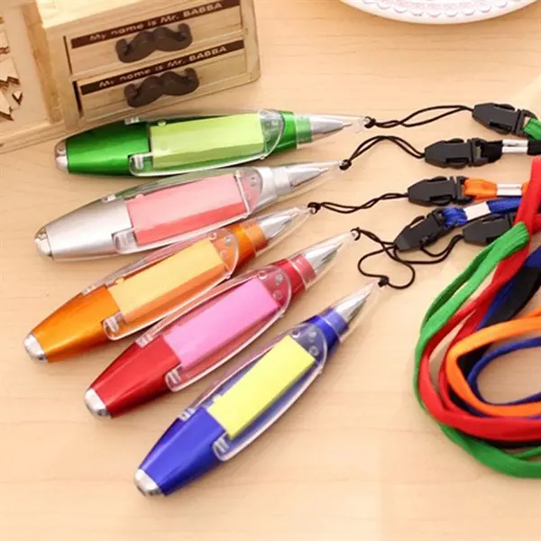 Multi function lanyard note LED light ballpoint pen