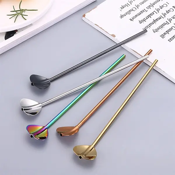 2 in 1 Metal Straw Spoon With Brush