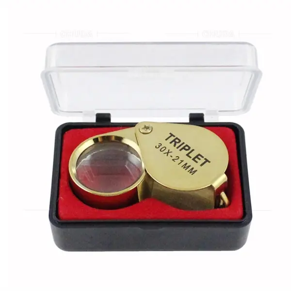 30X Metal Foldable Jewelry Loupe Golden Magnifier