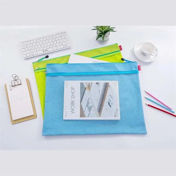 A3 polyester transparent mesh file bag
