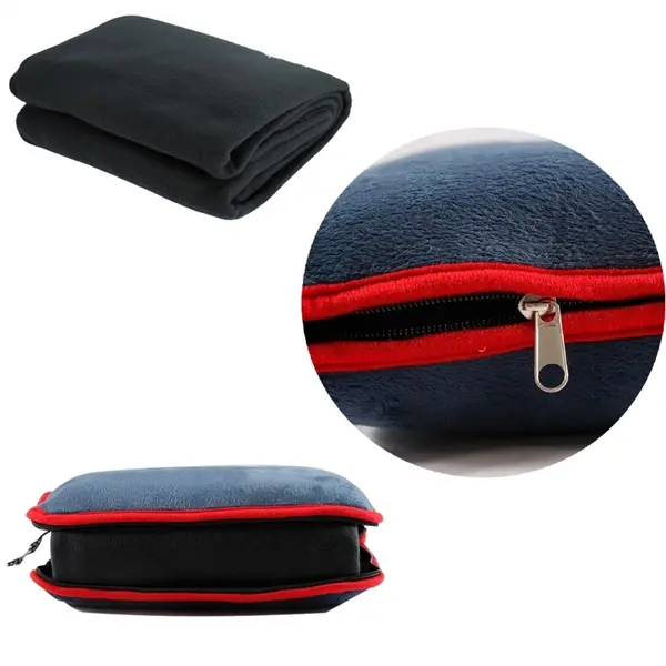2 In 1 Travel Plush Blanket with Soft Pillow