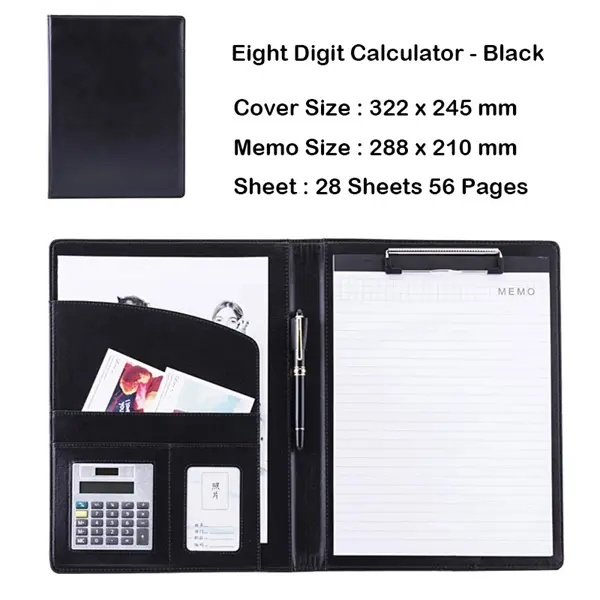 A4 PU Leather File Folder With Calculator