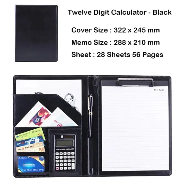 A4 PU Leather File Folder With Calculator