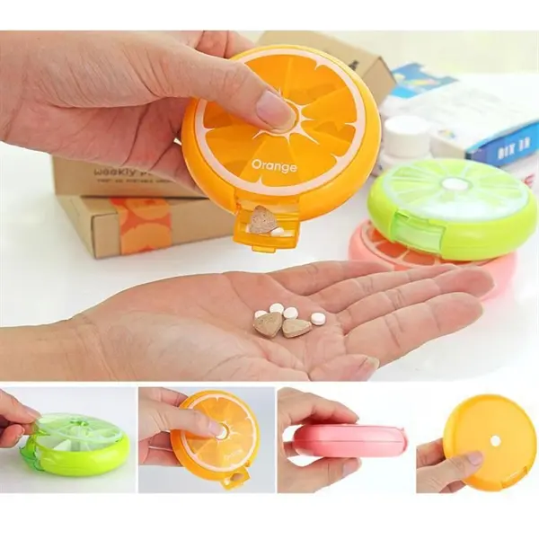 Fruit Round Rotating 7 Grid 7 Day ABS Pill Box