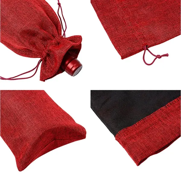 Jute Linen Burlap Wine Drawstring Bag