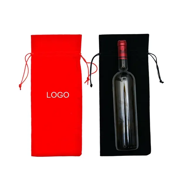 Velvet Wine Drawstring Bag