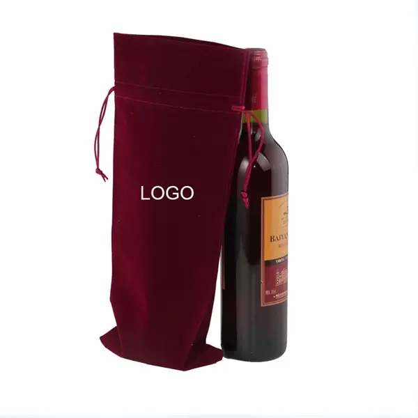 Velvet Wine Drawstring Bag