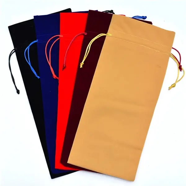 Velvet Wine Drawstring Bag