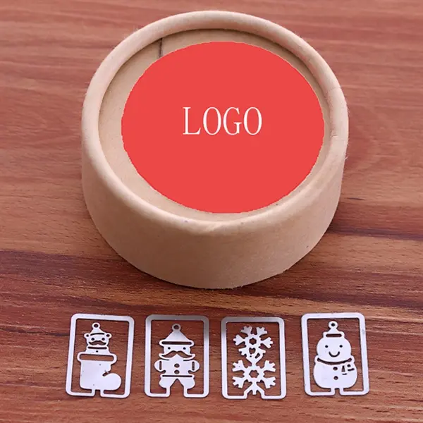 Cartoon mini metal bookmark load in a paper box