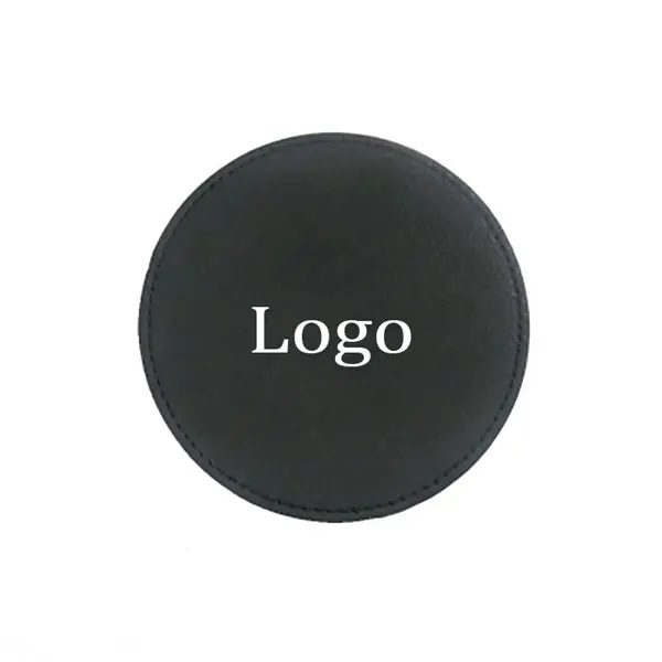 4 Pieces Round Leatherette Coaster Set