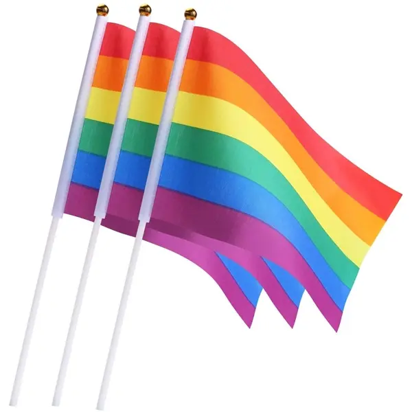 Mini Small Gay Pride Rainbow Handheld Stick Flags