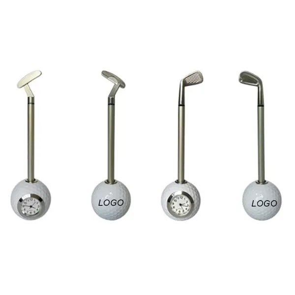 Golf Ball Pen Holder With Clock