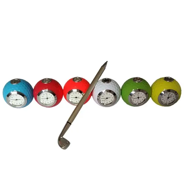 Golf Ball Pen Holder With Clock
