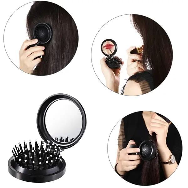 Mini Folding Pocket Hair Comb with Mirror