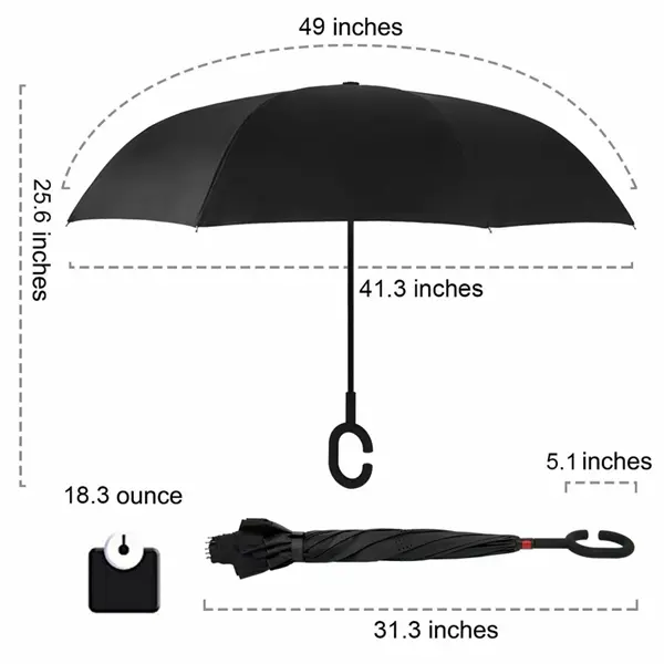 C Shape Handle Reversible Umbrella