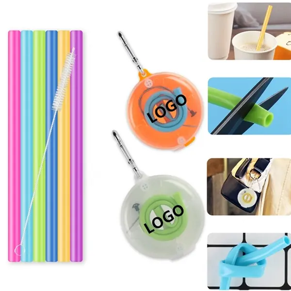 Portable Silicone Collapsible Straw Set