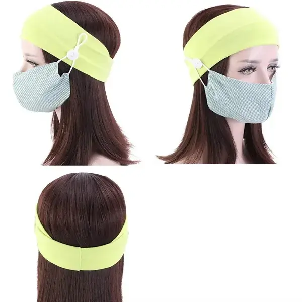 Headbands with Buttons for Holding Face Cover