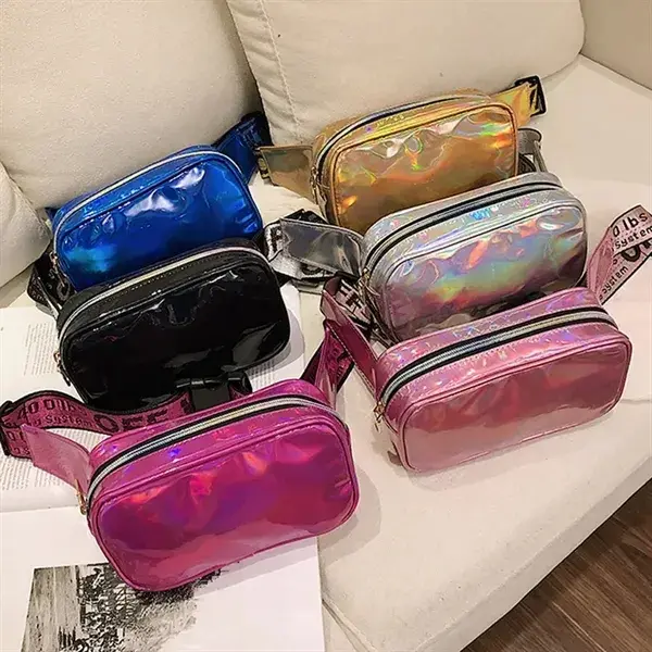 PU Zipper Iridescence Fanny Pack Bag