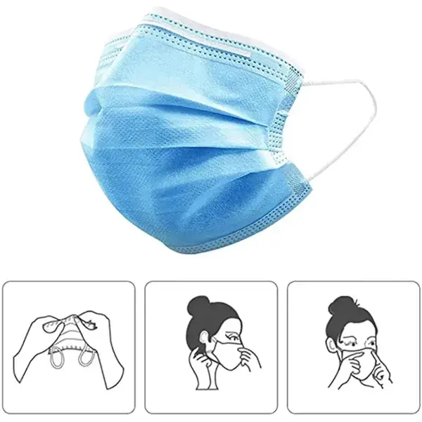 Blue Pleated Face Mask for Daily Use