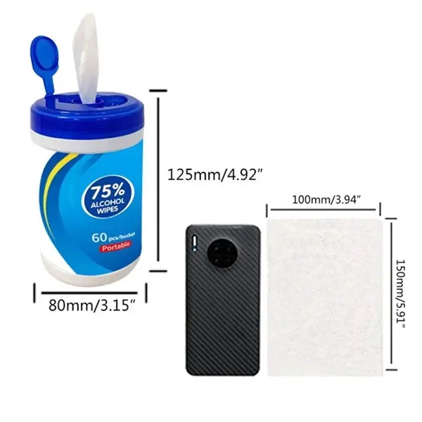 60Pcs 75% Alcohol Wipes