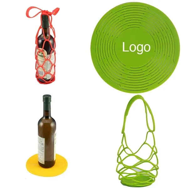 Foldable Silicone Red Wine Bag and Coaster