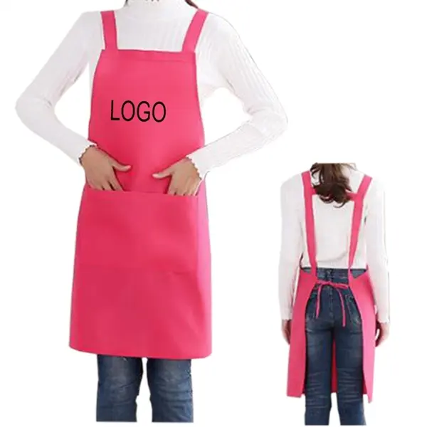 Solid Color Shoulder Strap Apron