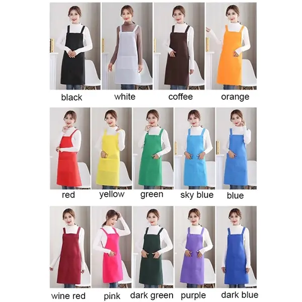 Solid Color Shoulder Strap Apron