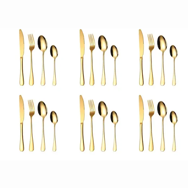 24PCS Stainless Steel Colorful Cutlery Knife Spoon Fork Set