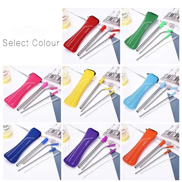 Stainless Steel Drinking Straw Set with Package