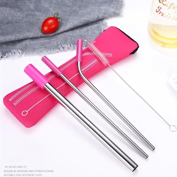 Stainless Steel Drinking Straw Set with Package